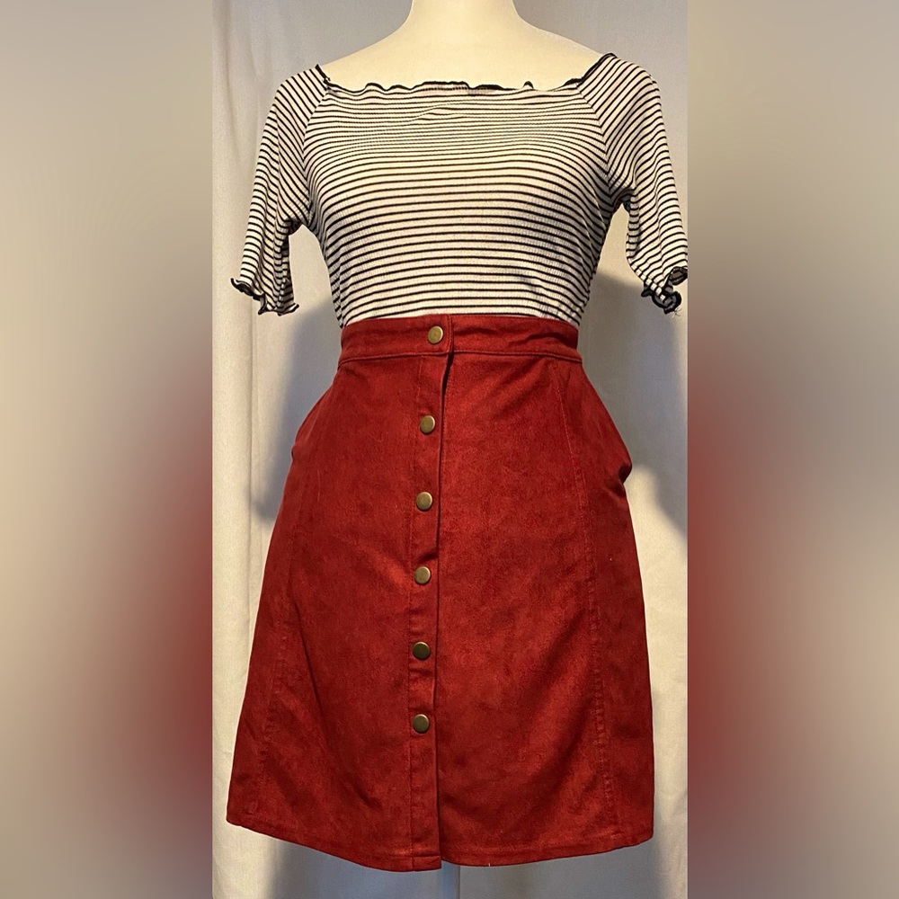 Maroon Button Down Skirt